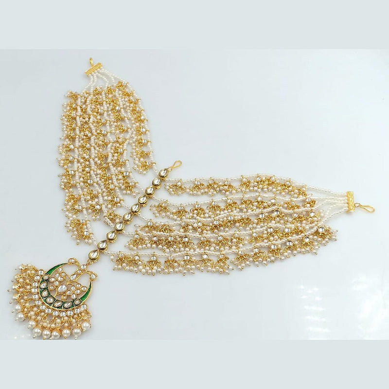 Manisha Jewellery Gold Plated Kundan And Pearl Sheeshphool Mangtikka