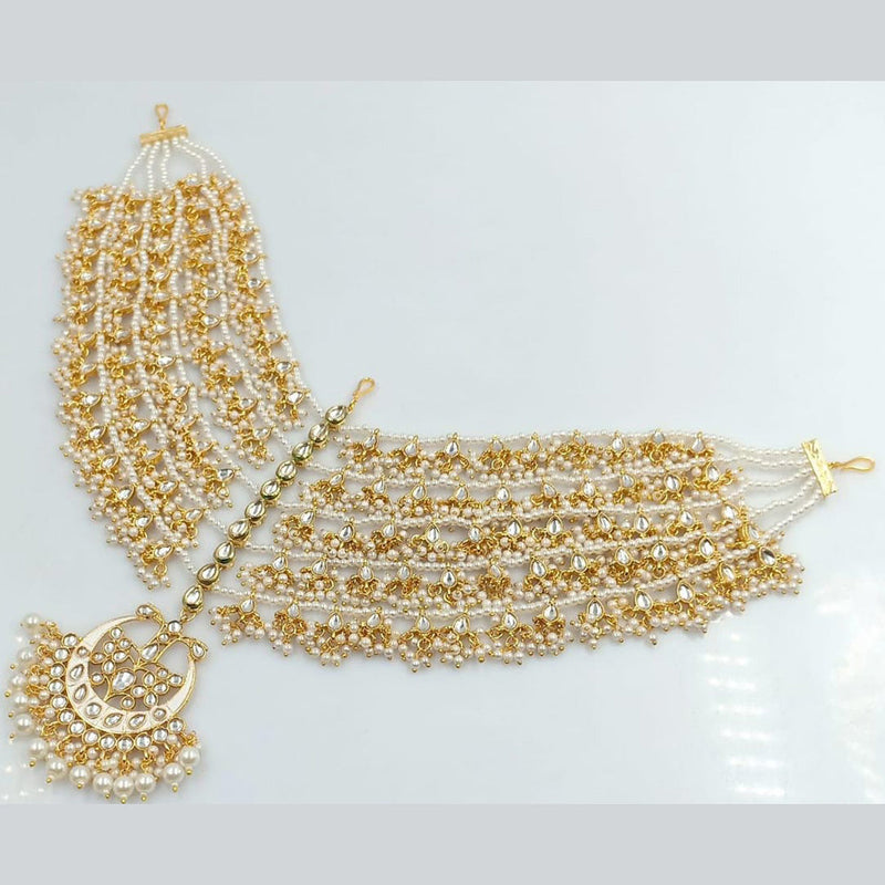 Manisha Jewellery Gold Plated Kundan And Pearl Sheeshphool Mangtikka