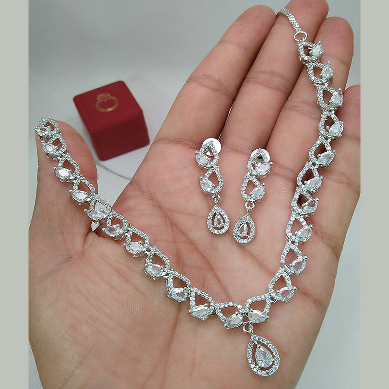 Manisha Jewellery Silver Plated AD Necklace Set