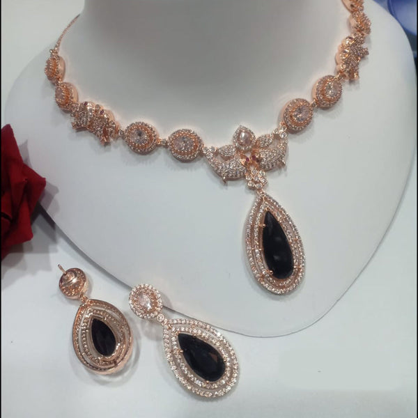 Manisha Jewellery Rose Gold Plated AD Necklace Set