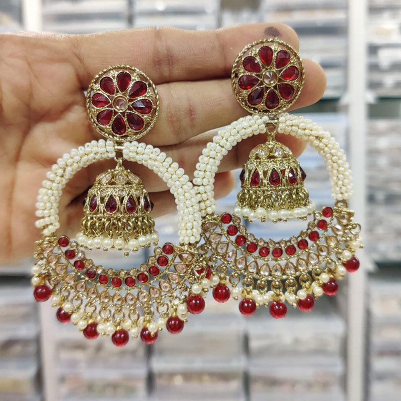 Manisha Jewellery Gold Plated Crystal Stone And Pearls Dangler Earrings