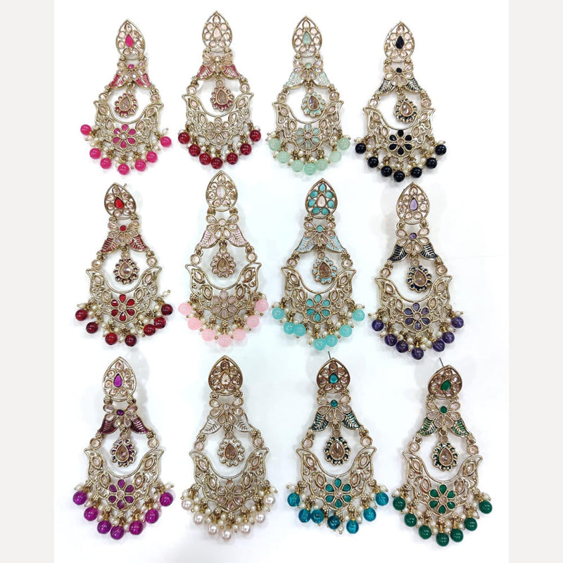 Manisha Jewellery Gold Plated Crystal Stone And Pearls Dangler Earrings