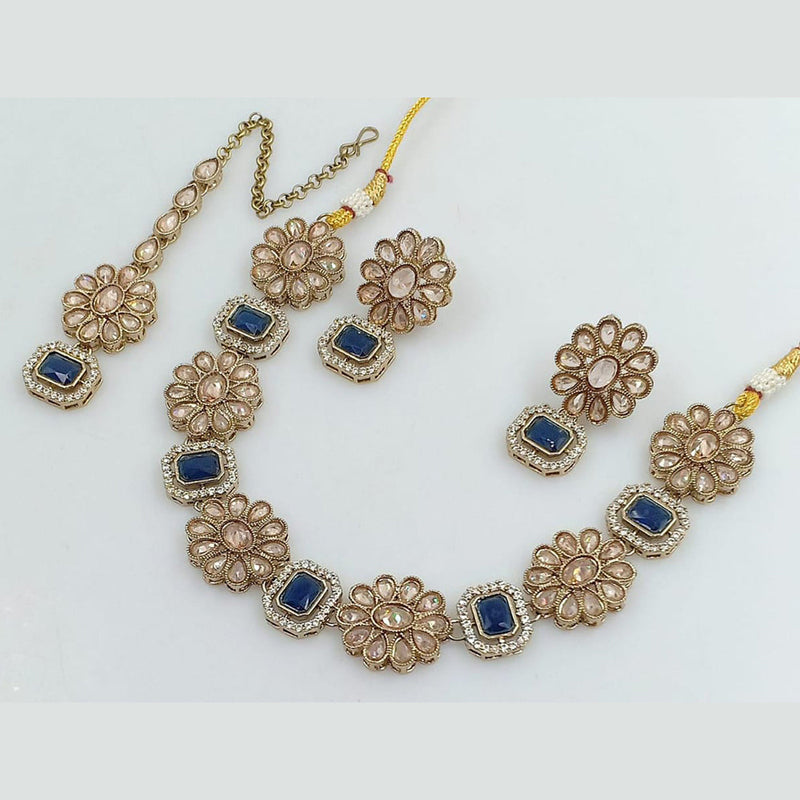 Manisha Jewellery Gold Plated Reverse AD Necklace Set