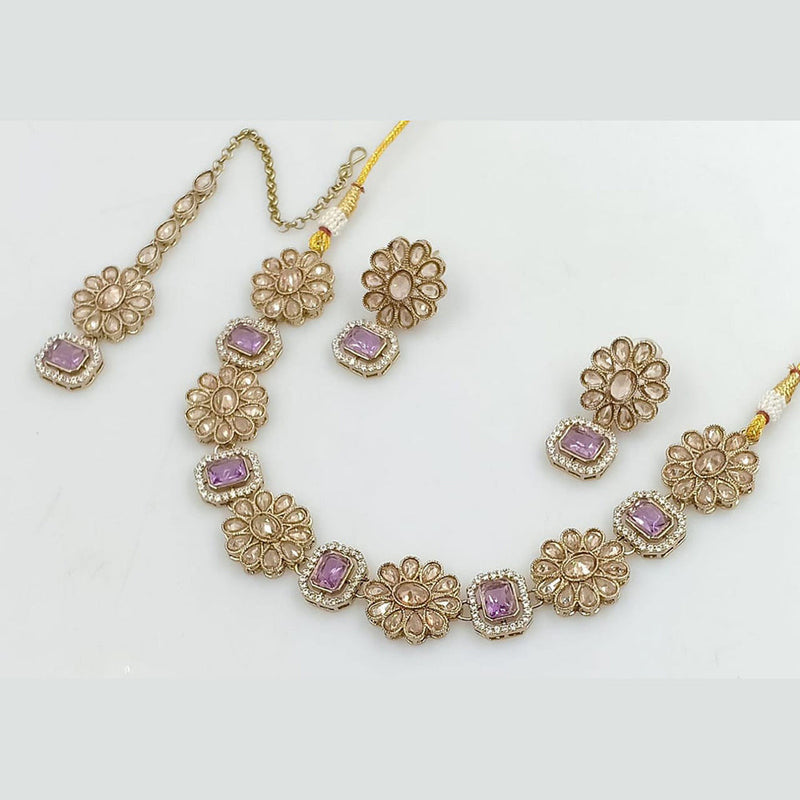 Manisha Jewellery Gold Plated Reverse AD Necklace Set