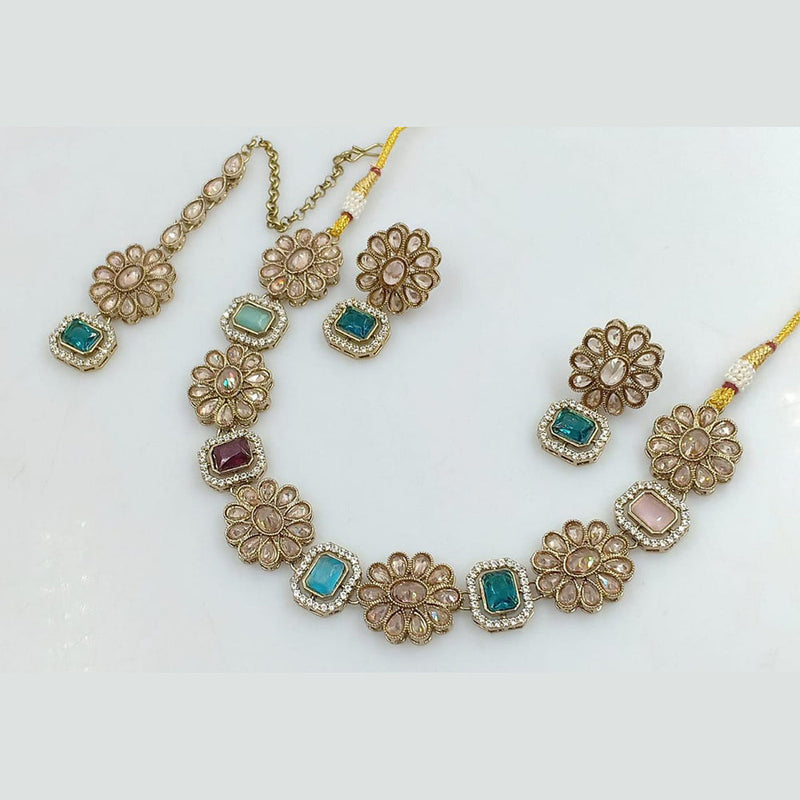 Manisha Jewellery Gold Plated Reverse AD Necklace Set