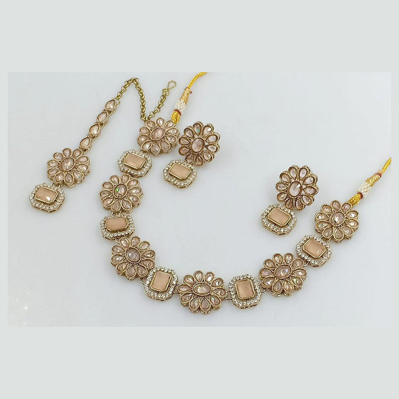 Manisha Jewellery Gold Plated Reverse AD Necklace Set