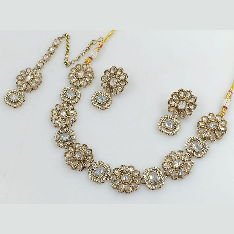 Manisha Jewellery Gold Plated Reverse AD Necklace Set