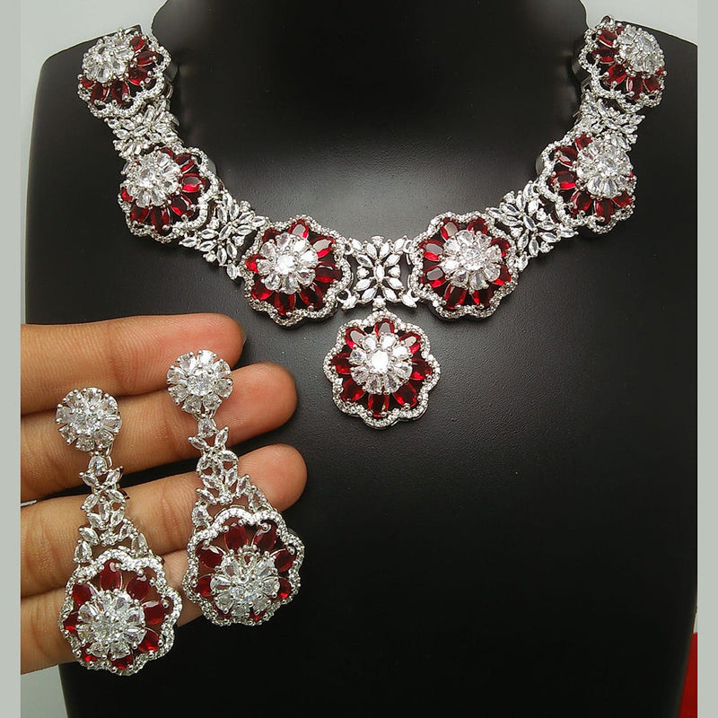 Manisha Jewellery Silver Plated AD Necklace Set