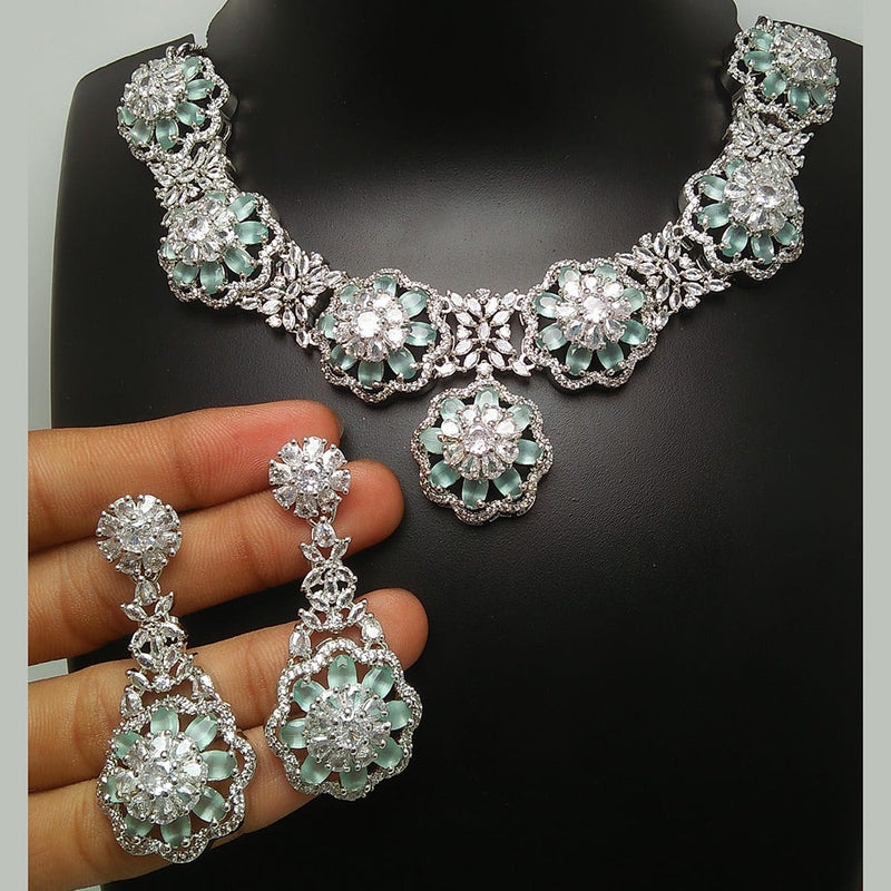 Manisha Jewellery Silver Plated AD Necklace Set