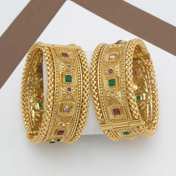 Manisha Jewellery Gold Plated Pota Stone Openable Bangle Set