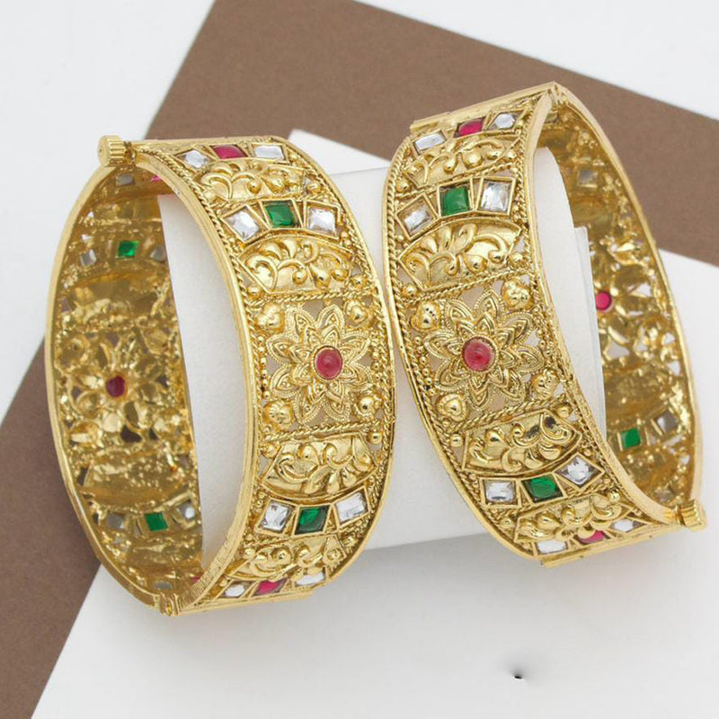 Manisha Jewellery Gold Plated Pota Stone Openable Bangle Set