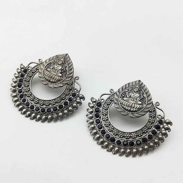 Manisha Jewellery Oxidised Plated Pota Stone Temple Dangler Earrings