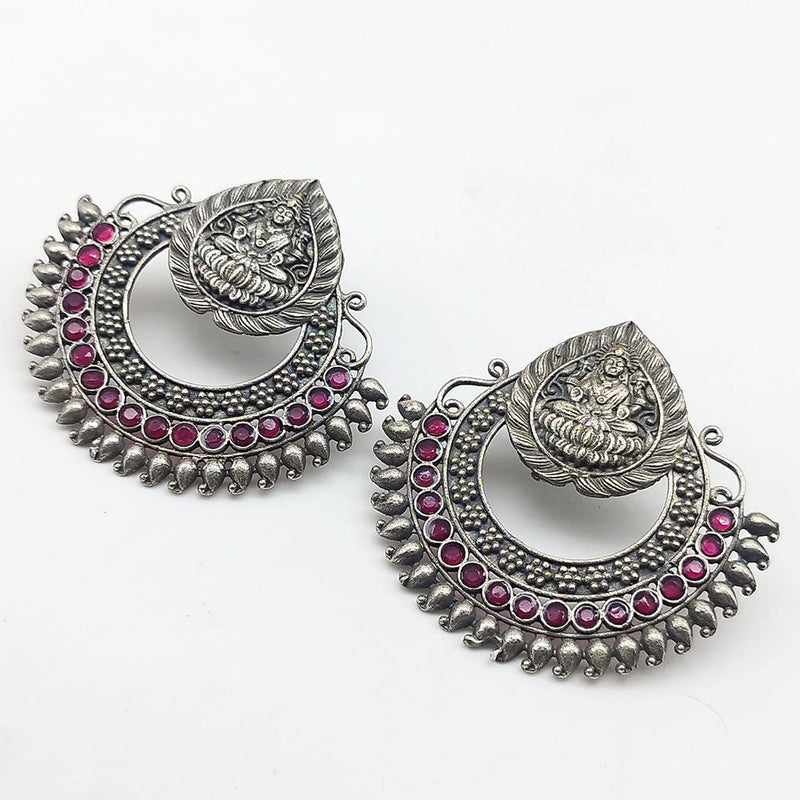 Manisha Jewellery Oxidised Plated Pota Stone Temple Dangler Earrings