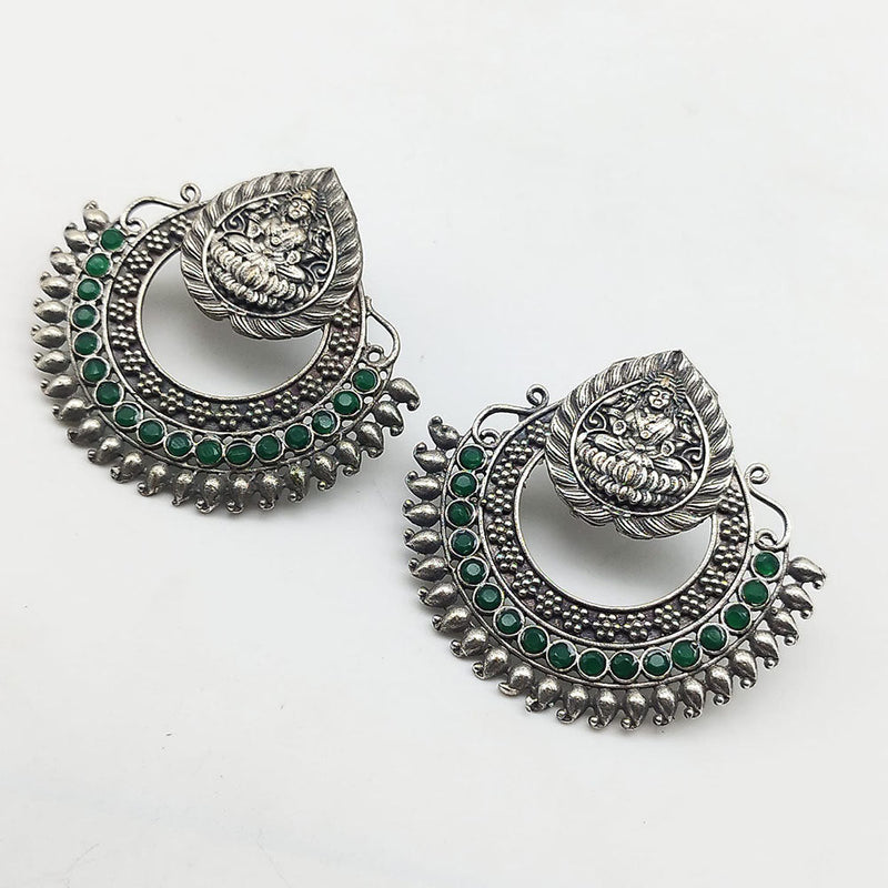 Manisha Jewellery Oxidised Plated Pota Stone Temple Dangler Earrings