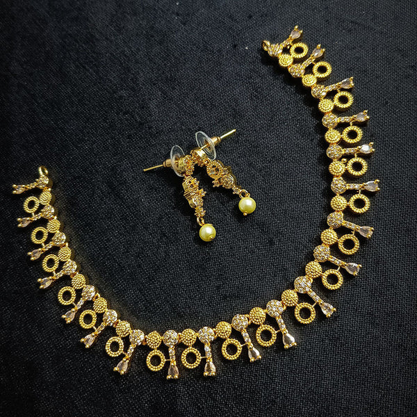 Manisha Jewellery Gold Plated AD Necklace Set