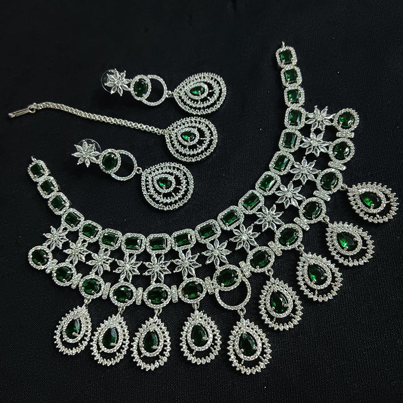 Manisha Jewellery Silver Plated AD Necklace Set