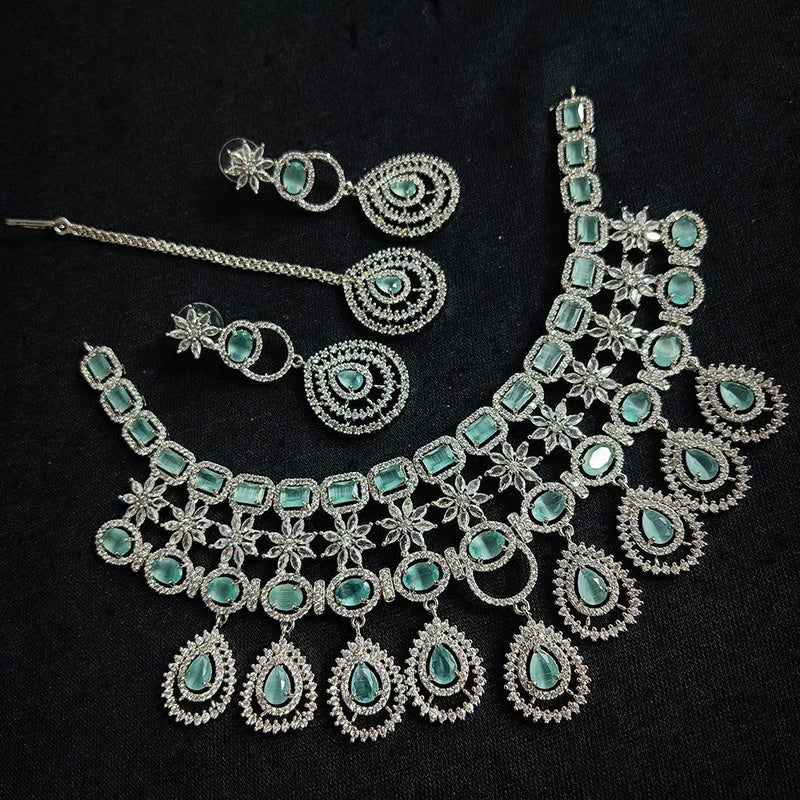 Manisha Jewellery Silver Plated AD Necklace Set