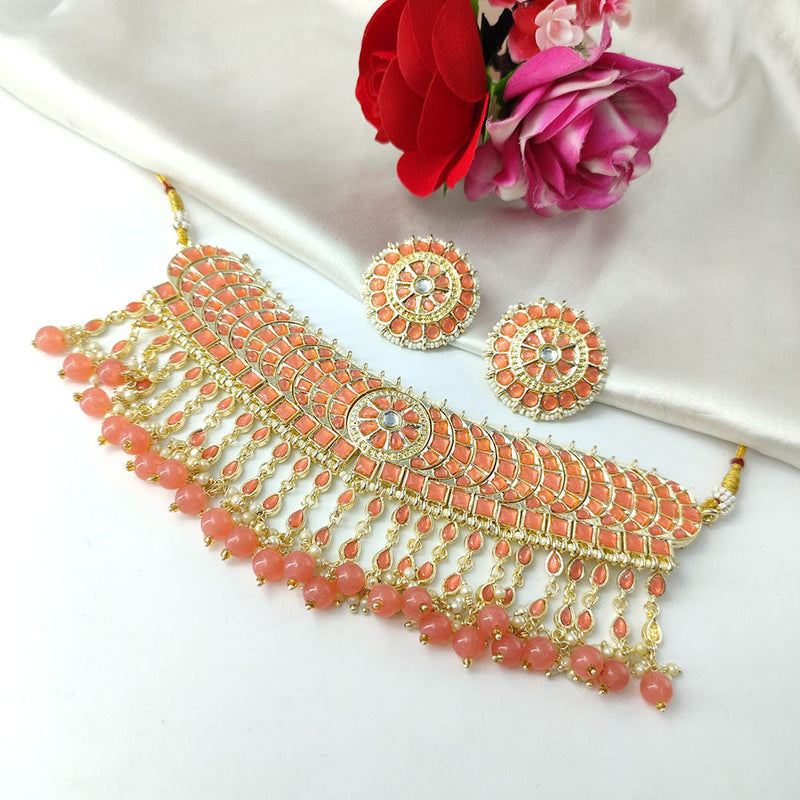 Manisha Jewellery Gold Plated Kundan Stone And Pearls Choker Necklace Set