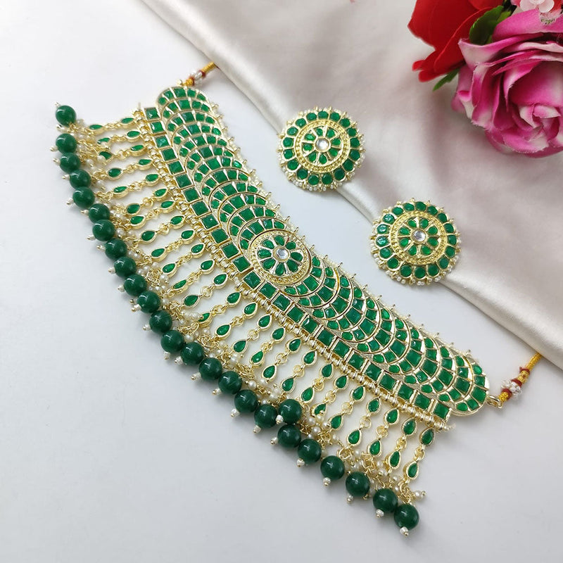 Manisha Jewellery Gold Plated Kundan Stone And Pearls Choker Necklace Set