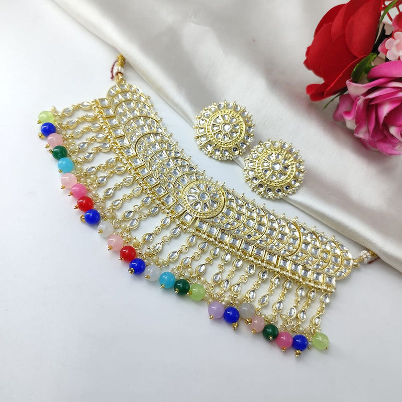 Manisha Jewellery Gold Plated Kundan Stone And Pearls Choker Necklace Set