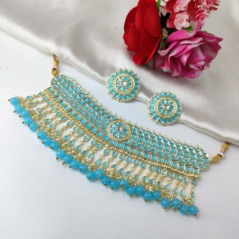 Manisha Jewellery Gold Plated Kundan Stone And Pearls Choker Necklace Set