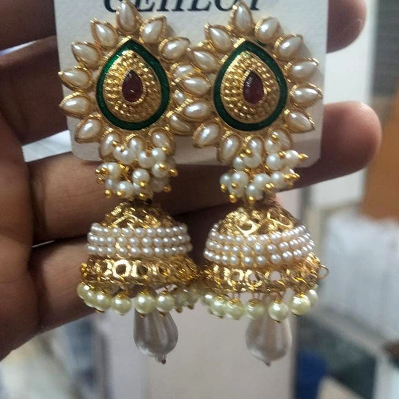 Manisha Jewellery Gold Plated Pearl Jhumki Earrings