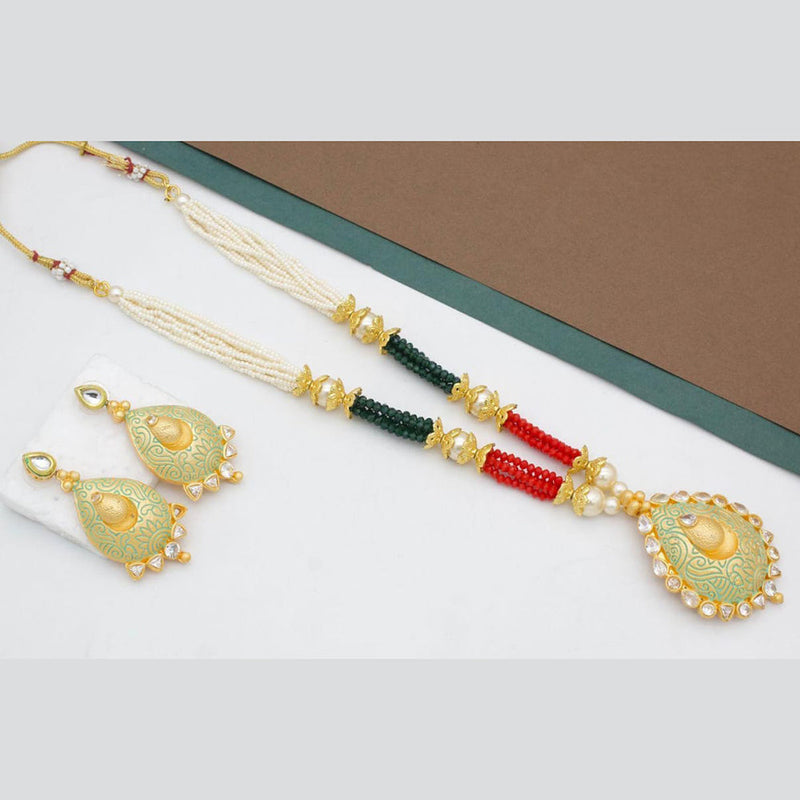 Manisha Jewellery Gold Plated Austrian Stone And Pearl Long Necklace Set