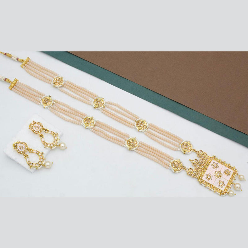 Manisha Jewellery Gold Plated Austrian Stone And Pearl Long Necklace Set