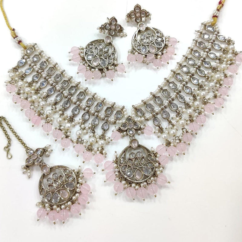 Manisha Jewellery Gold Plated AD And Pearls Necklace Set