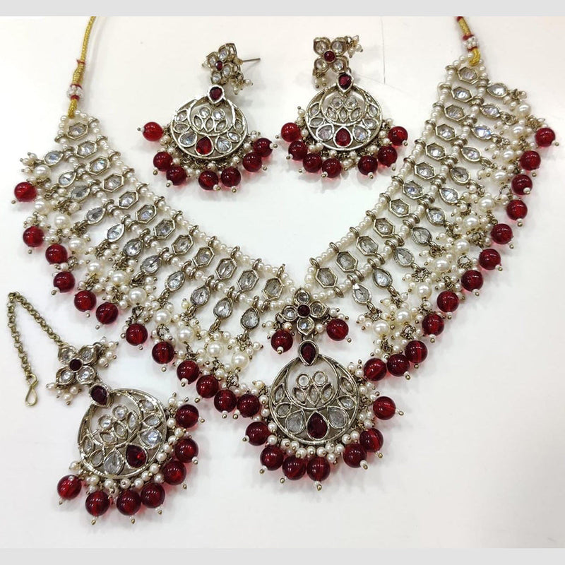 Manisha Jewellery Gold Plated AD And Pearls Necklace Set