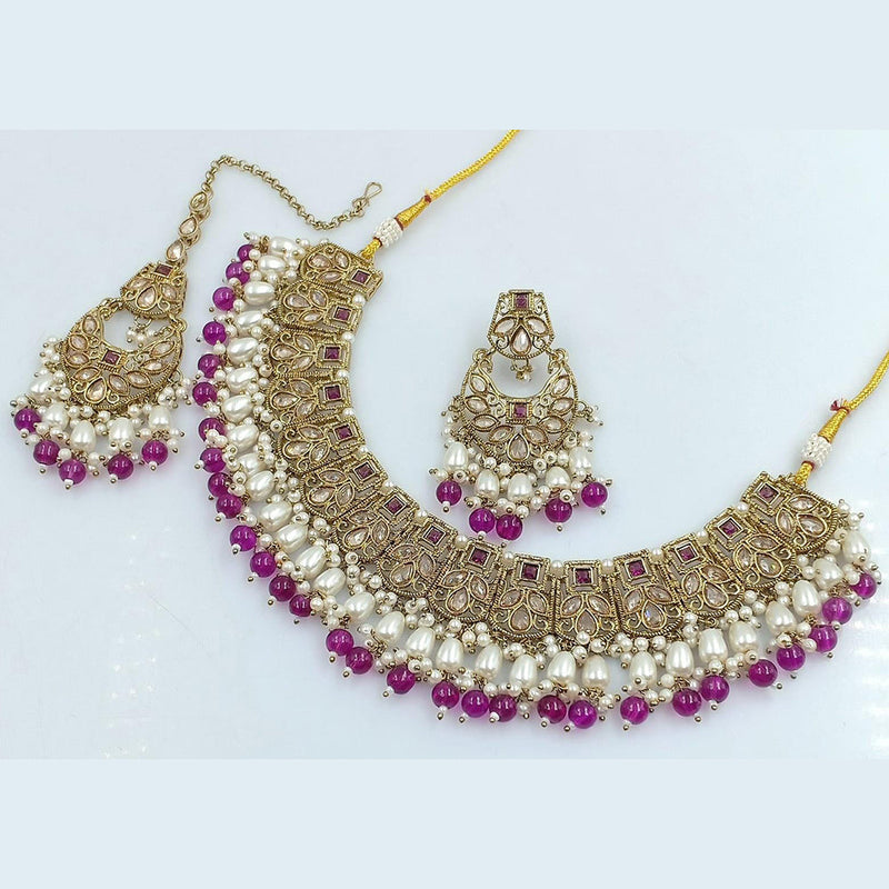 Manisha Jewellery Gold Plated Crystal And Pearls Necklace Set