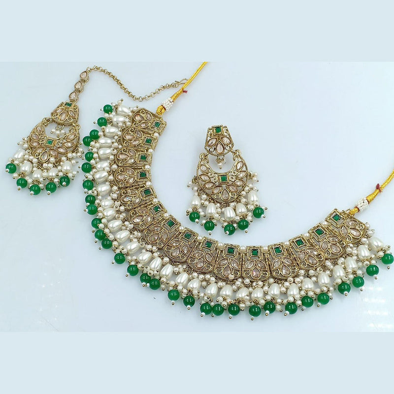 Manisha Jewellery Gold Plated Crystal And Pearls Necklace Set