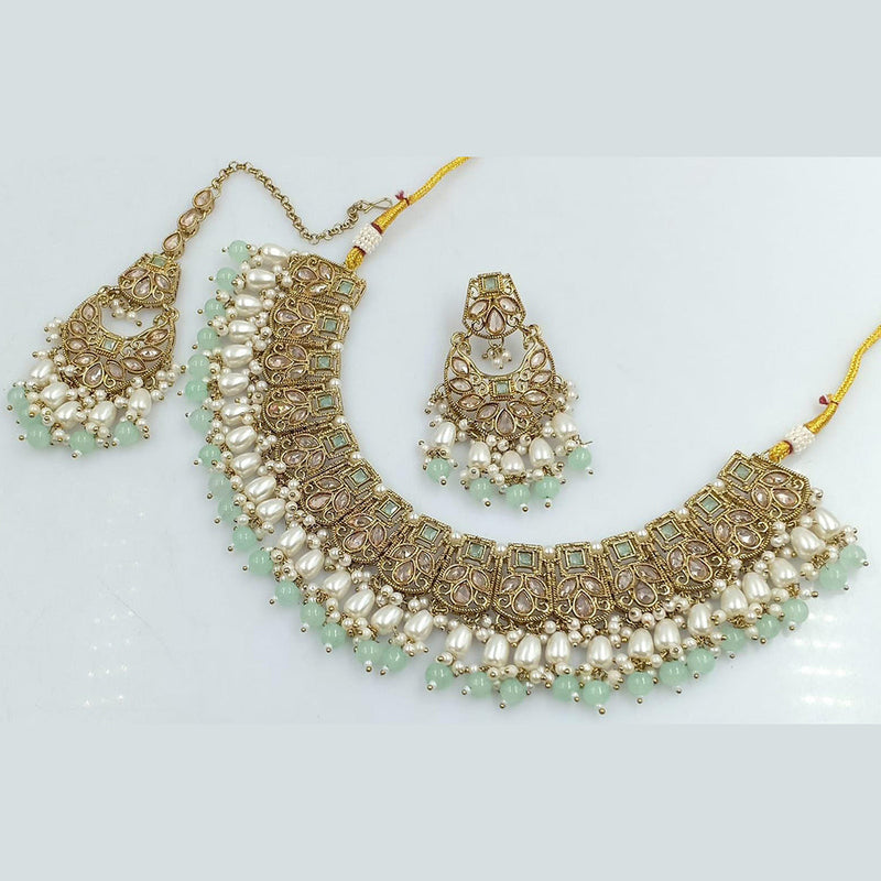 Manisha Jewellery Gold Plated Crystal And Pearls Necklace Set