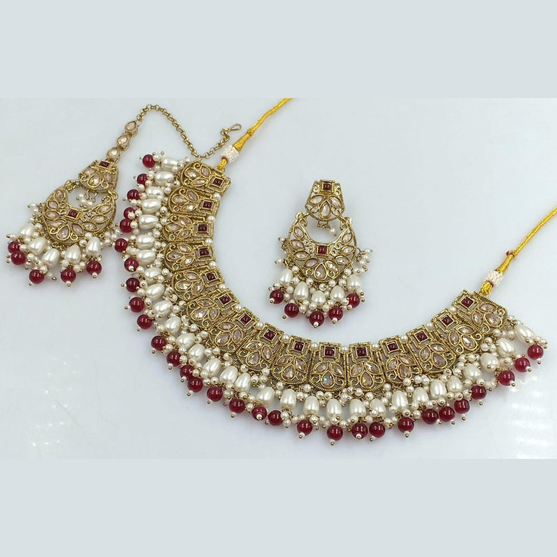 Manisha Jewellery Gold Plated Crystal And Pearls Necklace Set