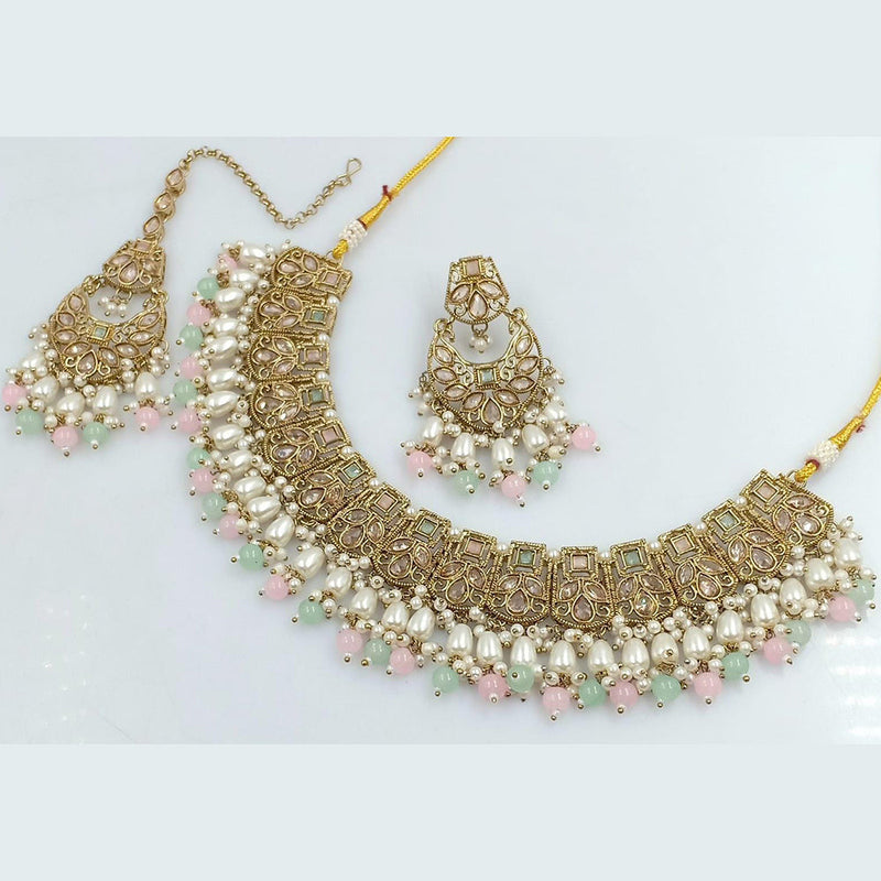 Manisha Jewellery Gold Plated Crystal And Pearls Necklace Set