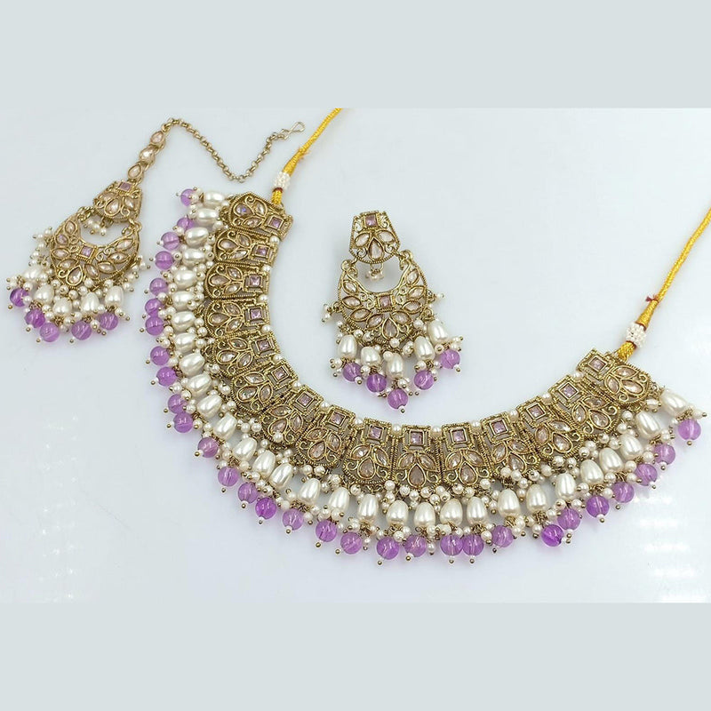 Manisha Jewellery Gold Plated Crystal And Pearls Necklace Set