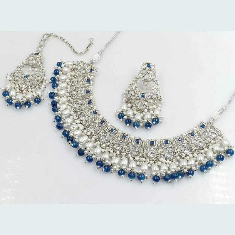 Manisha Jewellery Silver Plated Crystal And Pearls Necklace Set