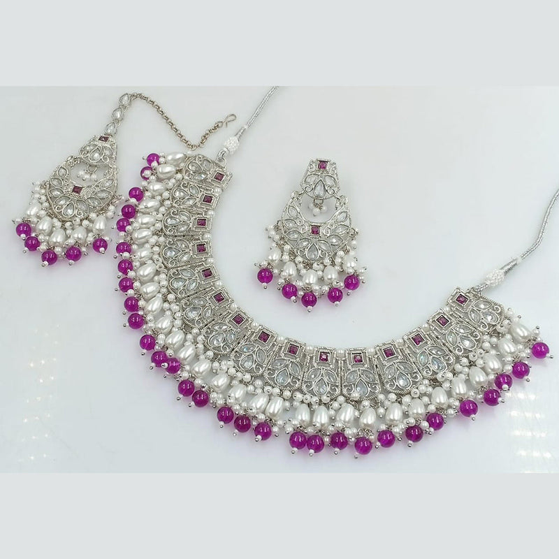 Manisha Jewellery Silver Plated Crystal And Pearls Necklace Set