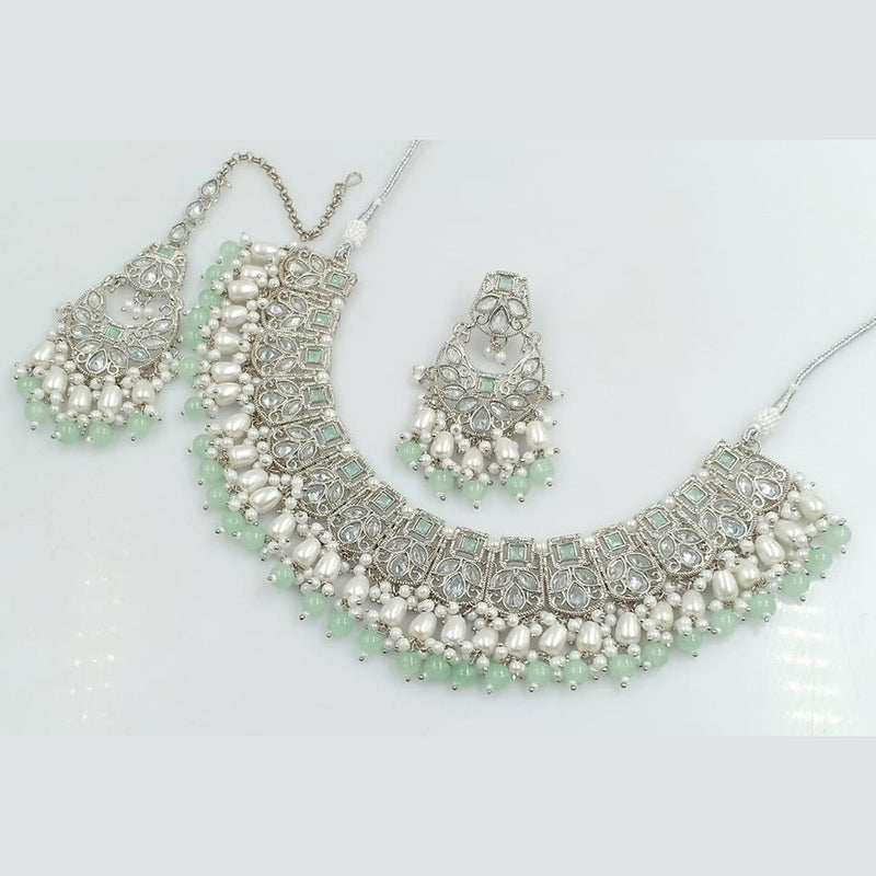 Manisha Jewellery Silver Plated Crystal And Pearls Necklace Set