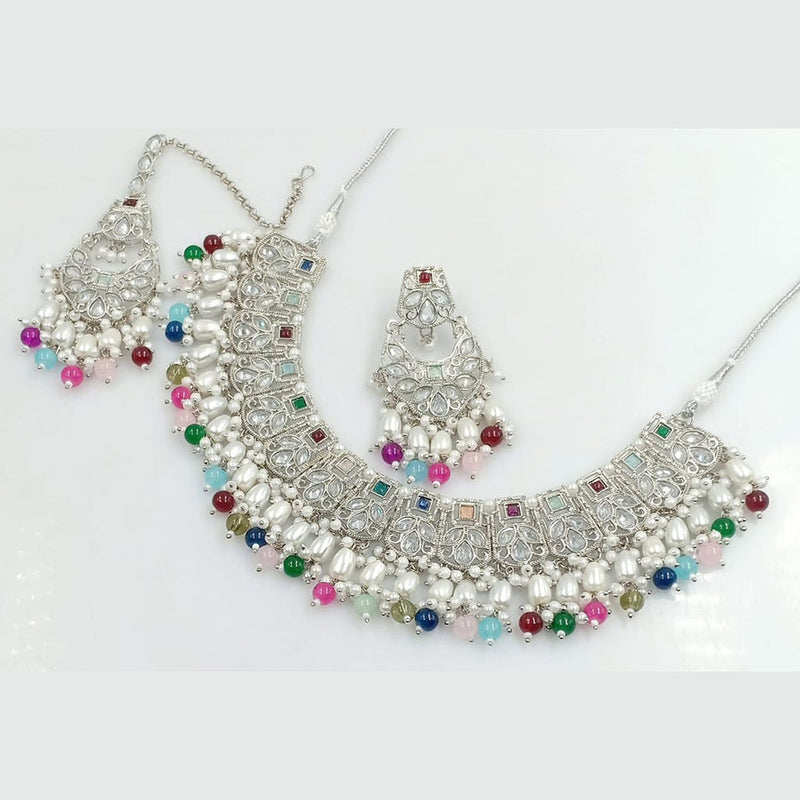 Manisha Jewellery Silver Plated Crystal And Pearls Necklace Set