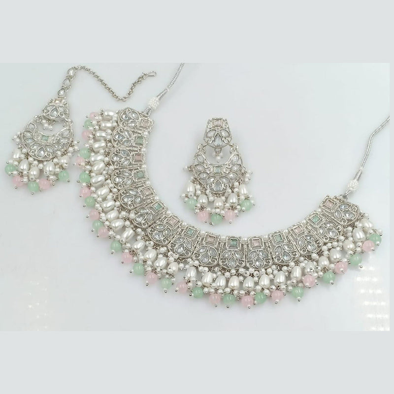 Manisha Jewellery Silver Plated Crystal And Pearls Necklace Set