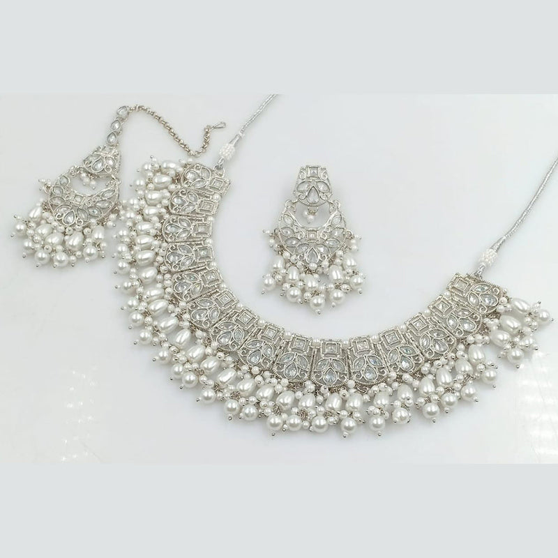 Manisha Jewellery Silver Plated Crystal And Pearls Necklace Set