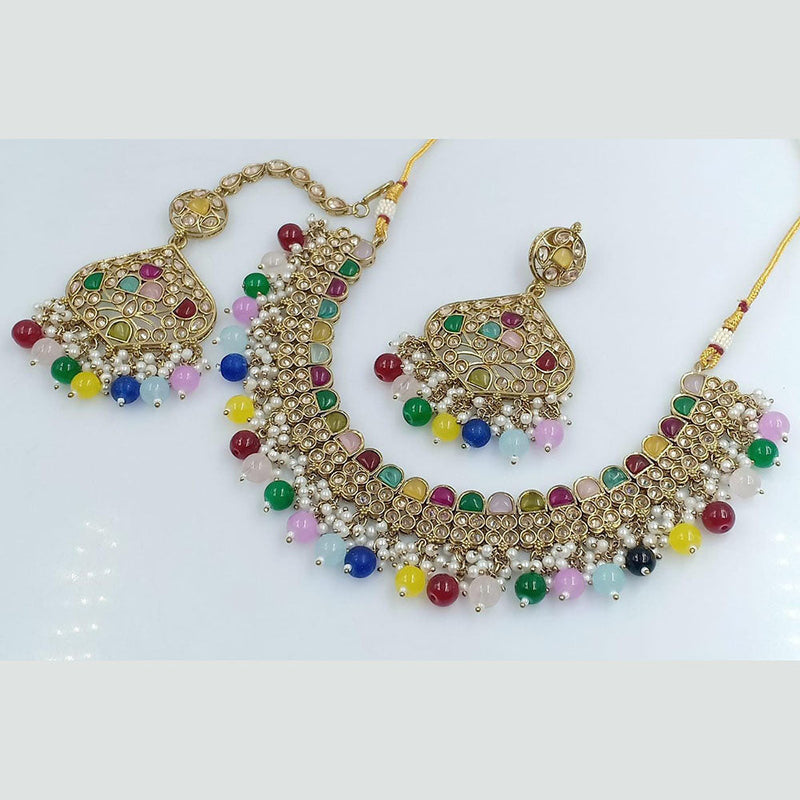 Manisha Jewellery Silver Plated Crystal And Pearls Necklace Set