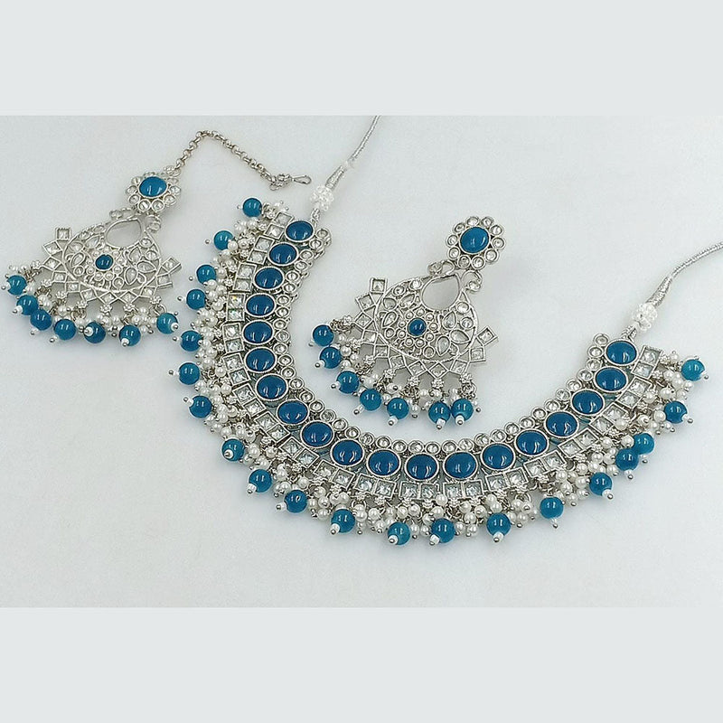 Manisha Jewellery Silver Plated Crystal And Pearls Necklace Set