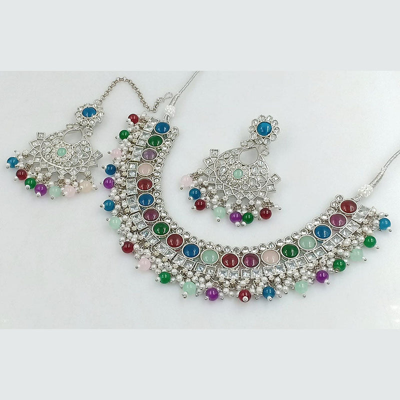 Manisha Jewellery Silver Plated Crystal And Pearls Necklace Set