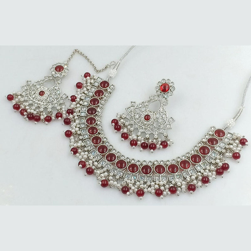 Manisha Jewellery Silver Plated Crystal And Pearls Necklace Set