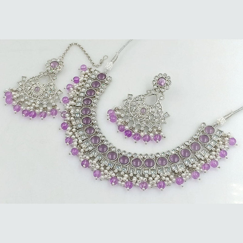 Manisha Jewellery Silver Plated Crystal And Pearls Necklace Set