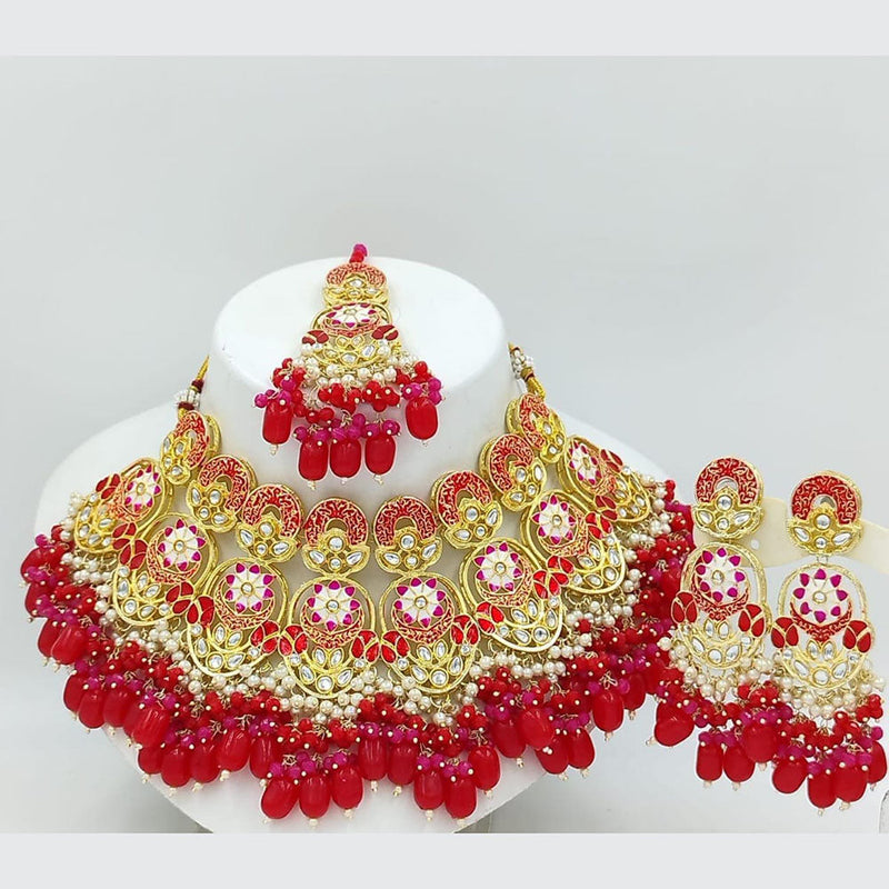 Manisha Jewellery Gold Plated Kundan Stone And Meenakari Necklace Set