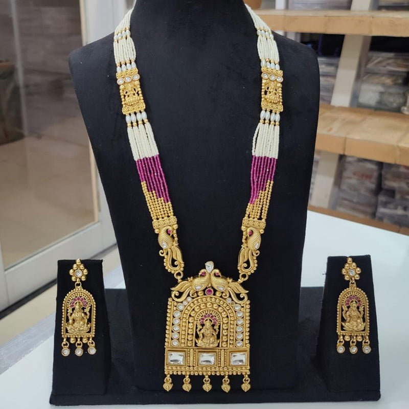 Manisha Jewellery Gold Plated Austrian Stone Temple Long Necklace Set