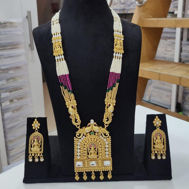 Manisha Jewellery Gold Plated Austrian Stone Temple Long Necklace Set